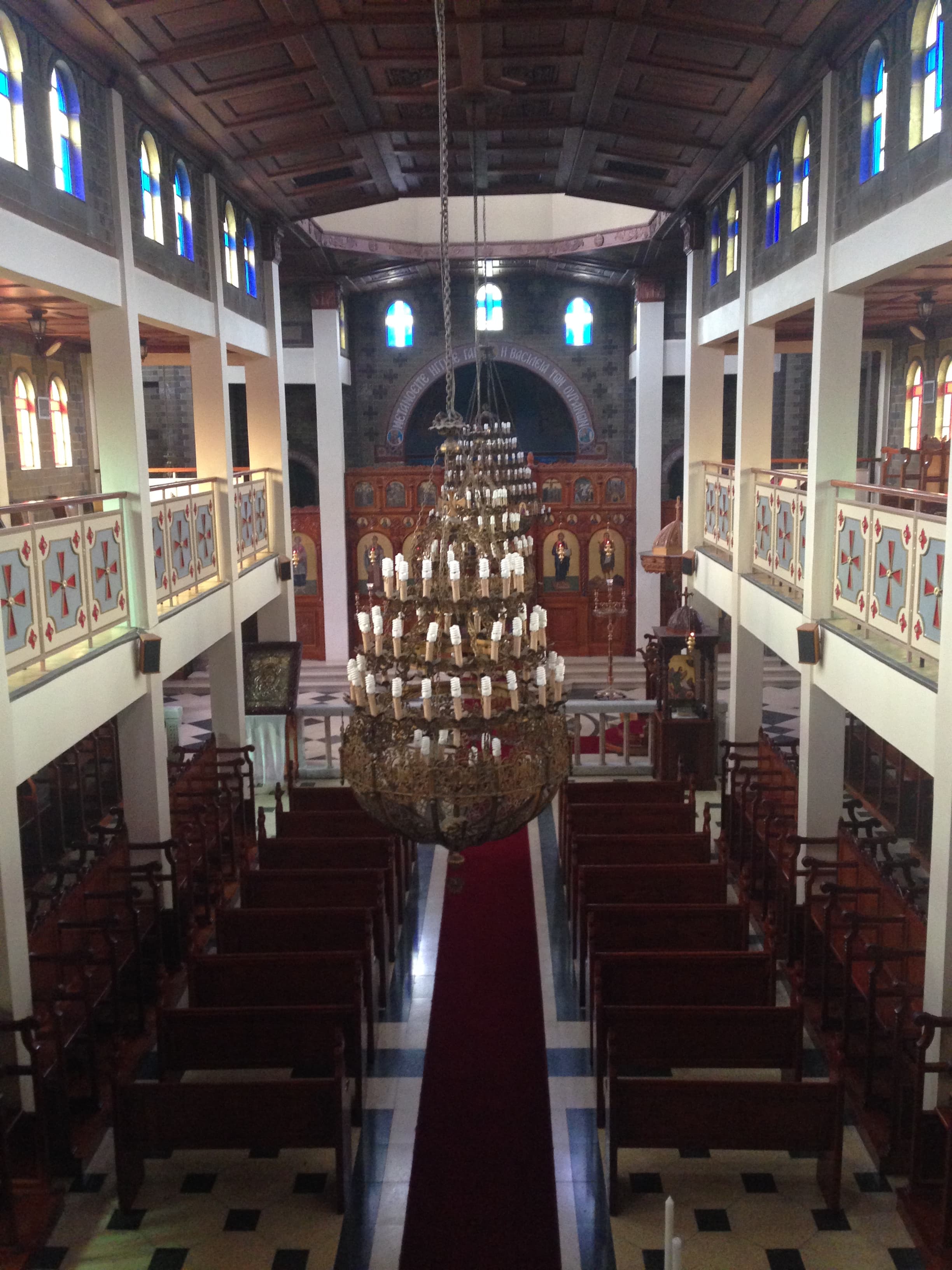 The nave of St John the Forerunner looking toward the iconostasis